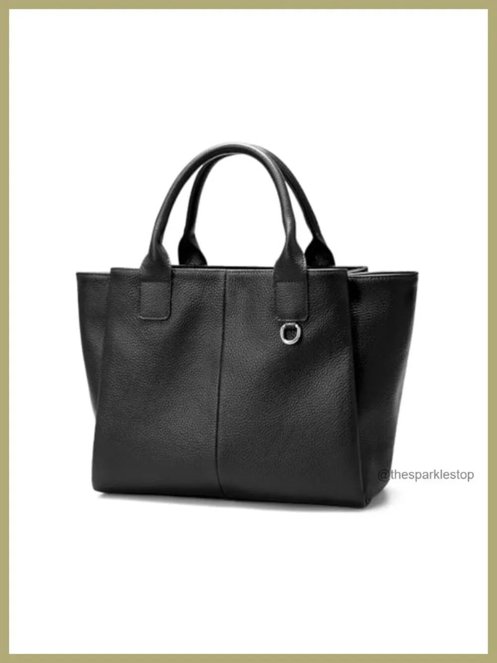 Genuine Leather Satchel Tote, Triple Pocket Top-Handle Crossbody Shoulder Bag
